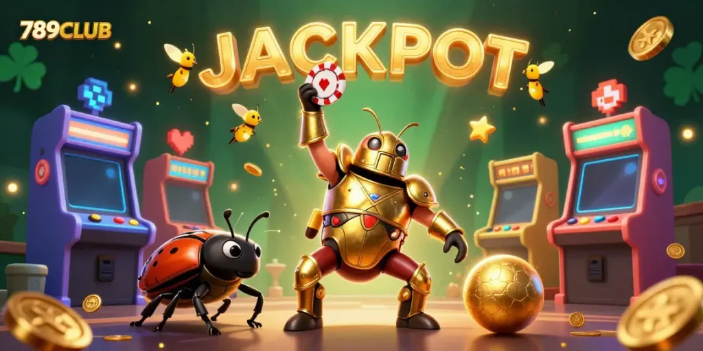 Win big with 789CLUB in this festive casino-themed illustration showcasing dynamic game elements.