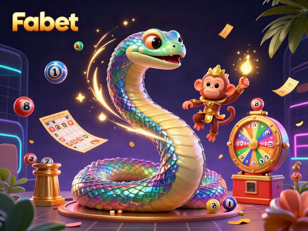 Experience thrilling gaming with Fabet's dynamic lottery scene featuring colorful balls and vibrant elements.