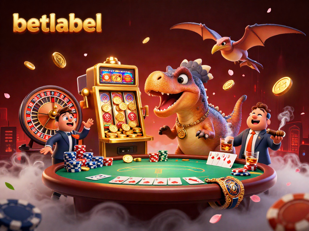 Experience betlabel's thrilling casino action with a pachycephalosaurus, club-waving manager, and flying coins.